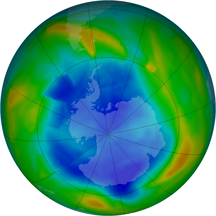Antarctic ozone map for 31 August 2010